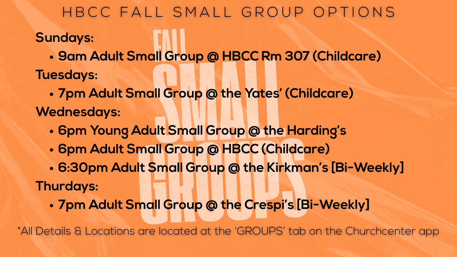 small groups OCTOBER